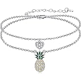 Pineapple/Mushroom/Star/Mountain Anklets Sterling Silver Adjustable Chain Link Ankle Bracelets Beach Anklet Jewelry for Women Teens
