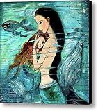 Modern Oil Painting Print Art Animal Painting Mermaid Pattern on Canvas Wall Art Home Decoration Unframe 20 x 20 in