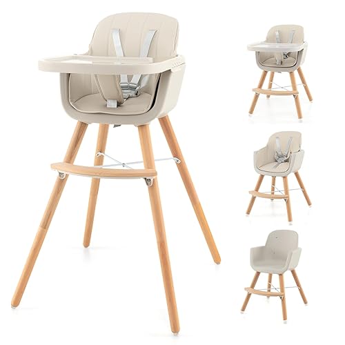 HONEY JOY High Chair, 3-in-1 Eat Grow Wooden Highchair/Booster