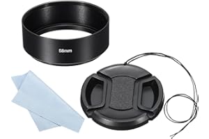 PATIKIL 58mm Lens Hood, Standard Focus Frosted Surface Anti-Reflective Inside Hood with 62mm Lens Cap and Cloth for Camera Le