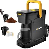 BougeRV 144Wh Portable Coffee Maker Compatible with K Cup &amp; Ground Coffee | Portable Coffee Machine Cordless with 18V 8Ah Battery Powered AC/DC Power for Travel, Camping, Outdoor, Jobsite, RV, Home