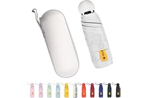 SUTEKE Travel Small Sun Umbrella Compact, Mini Umbrella for Backpack Purse, Tiny Pocket UPF Umbrella with UV Protection, Lightweight Parasol Portable Umbrella with Case for Women Girls