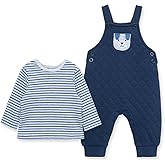 Little Me Baby Boys' Puppy Stripe Knit Overalls, Jumpers, and Coverall Overalls, 0-24 Months
