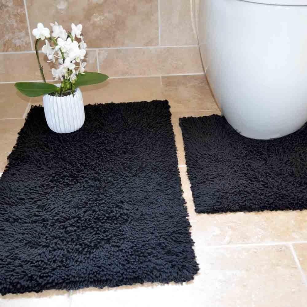 Rapport Home Cotton Twist Bath and Pedestal Mat Set, Black, 80 x 50 x 2 cm, 50 x 80 cm (Rectangular) - Image 4