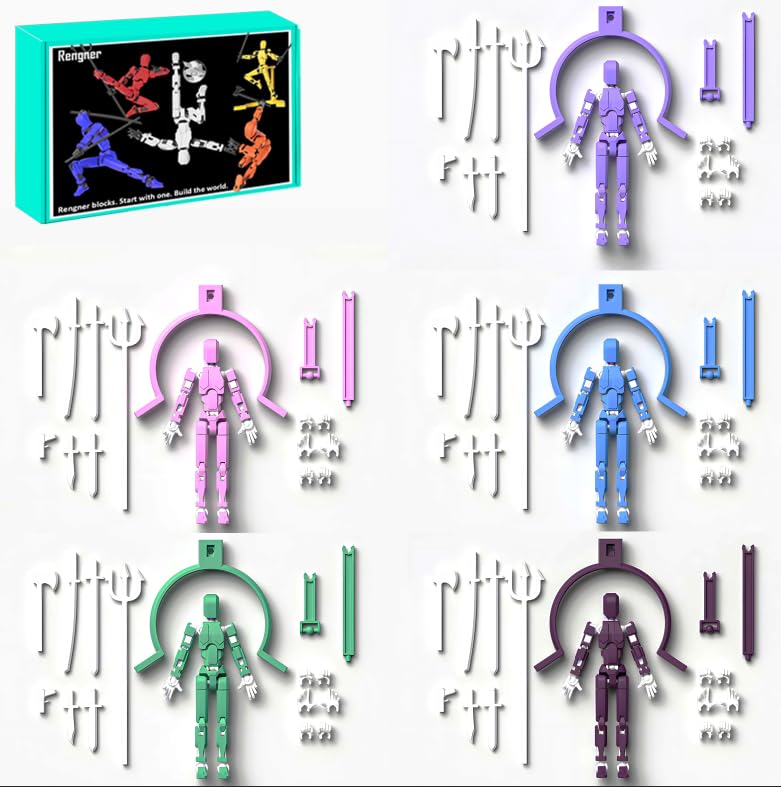 Photo 1 of (Assembly Required) Dummy13 Magnetic Action Figure Set, Dummy 13 Anti-Gravity Style, T13 Action Figure Stand, Magnetic Articulated Figures, Multi-Jointed Movable Robot (5 Packs-White Bone)