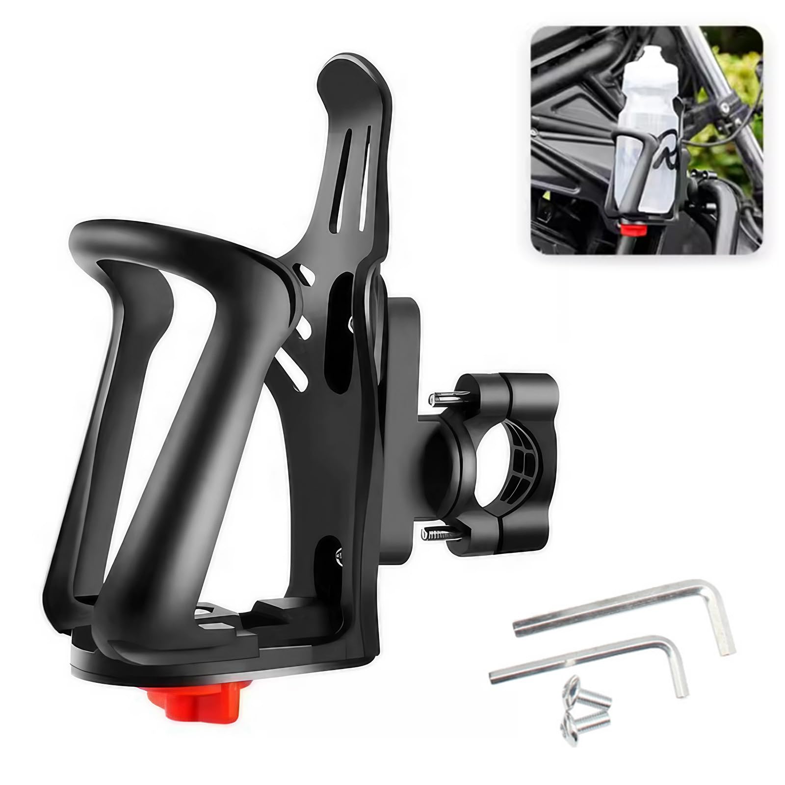 Adjustable Bike Water Bottle Holder for Mountain and Road Bikes with Accessories and Cup Mounting System