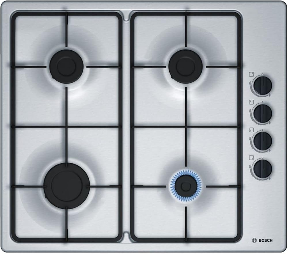 Bosch Gas Hob 60 cm Stainless Steel Serie 2 Built In PBP6B5B60 Biomethane Ready