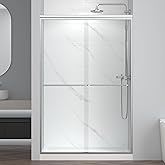 ENSO SENKA 44-48" W x 72" H Semi-Frameless Bypass Sliding Shower Door, Easy Clean Treated Clear Tempered Glass, Brushed Nicke