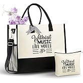 InnoBeta Music Gifts for Women, Canvas Tote Bag with Top Zipper Closure, Cool Music Gifts for Musician, Musical Lover or Teacher on Christmas, Birthday - Bb