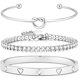 FAFUGA 18 K Gold Plated Love Bangle Bracelet Stack Cuff Jewelry for Women Jewelry Set for Women Gift with Box