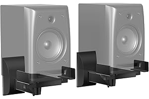 WALI Speaker Wall Mounts, Dual Side Clamping Bookshelf Mounting Bracket for Large Surrounding Sound Speakers, Hold up to 55 l