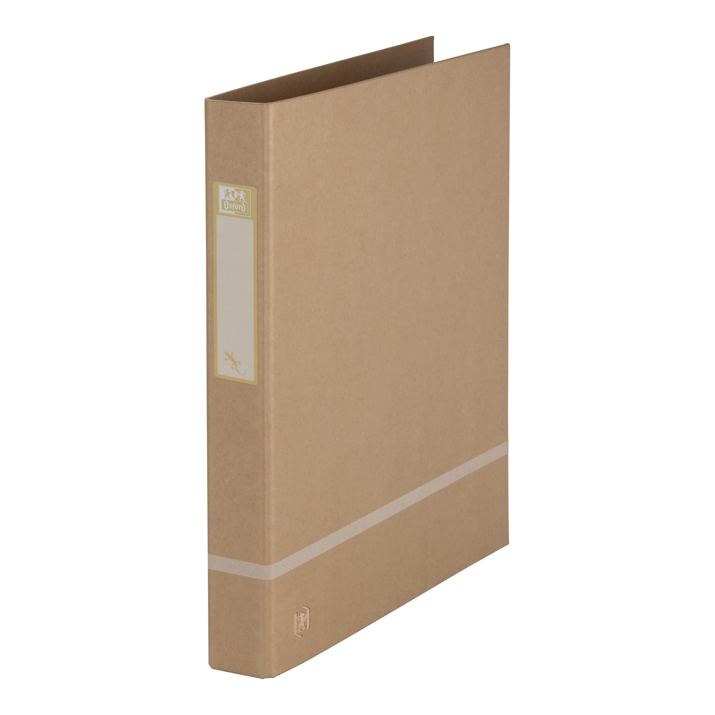 Oxford A4 Lever Arch Files, Recycled Paper-on-Board Eco Filing Folder, Natural Kraft Finish, 40 mm Spine with 2 D-Rings Holds Up to 225 Sheets, Adhesive Label