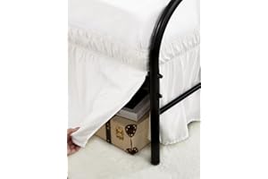 RIMELA Ivory White Bed Skirts with Split Corners Queen Size 15 Inch Drop,Elastic Bed Skirting Wrap Around, Easy to Install Dust Ruffles,Soft Fabric Machine Washable