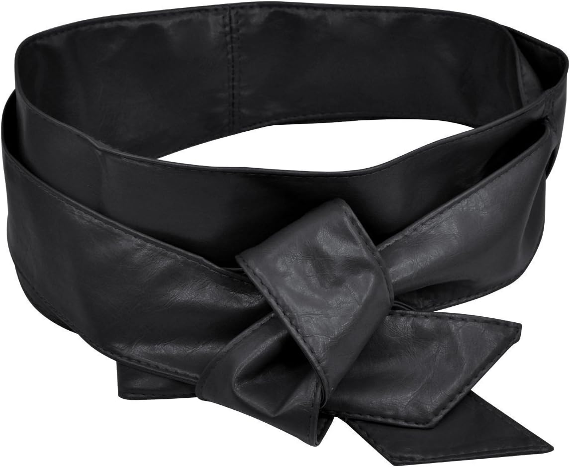 DPROMOT PU Leather Womens Wrap around Tie Corset Cinch Waist Wide Belt Band