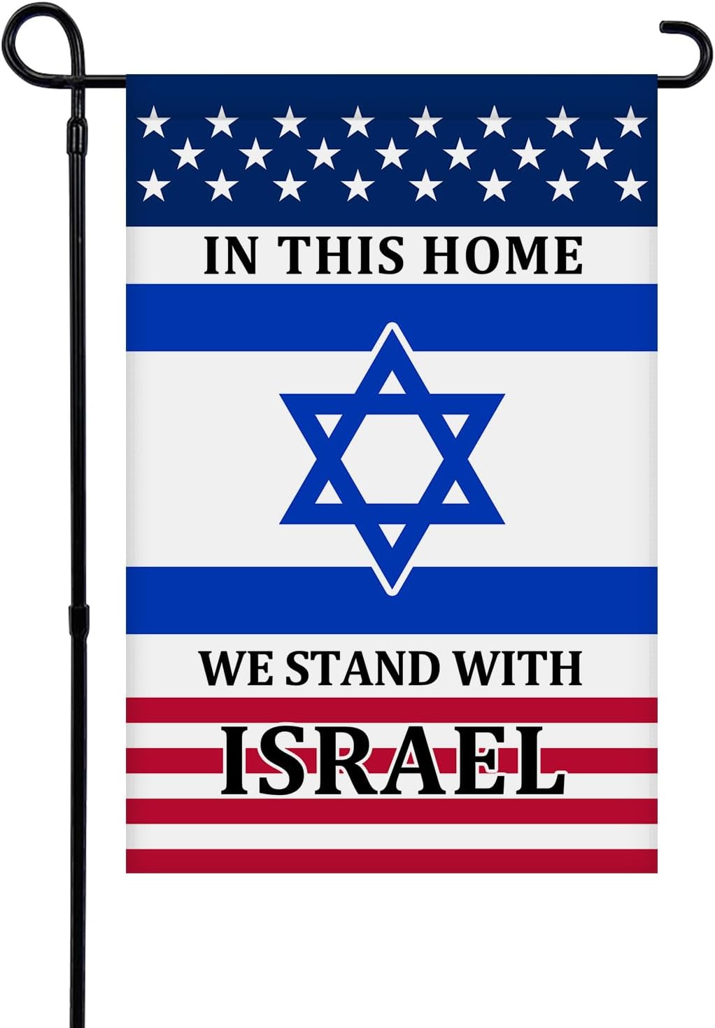 Flags - Israel Garden Flag US Flag We Stand With Israel 12x18inch Double Sided Home Decorative House Yard Decor Sign Outside Decorations Outdoor Small Flag (red36)