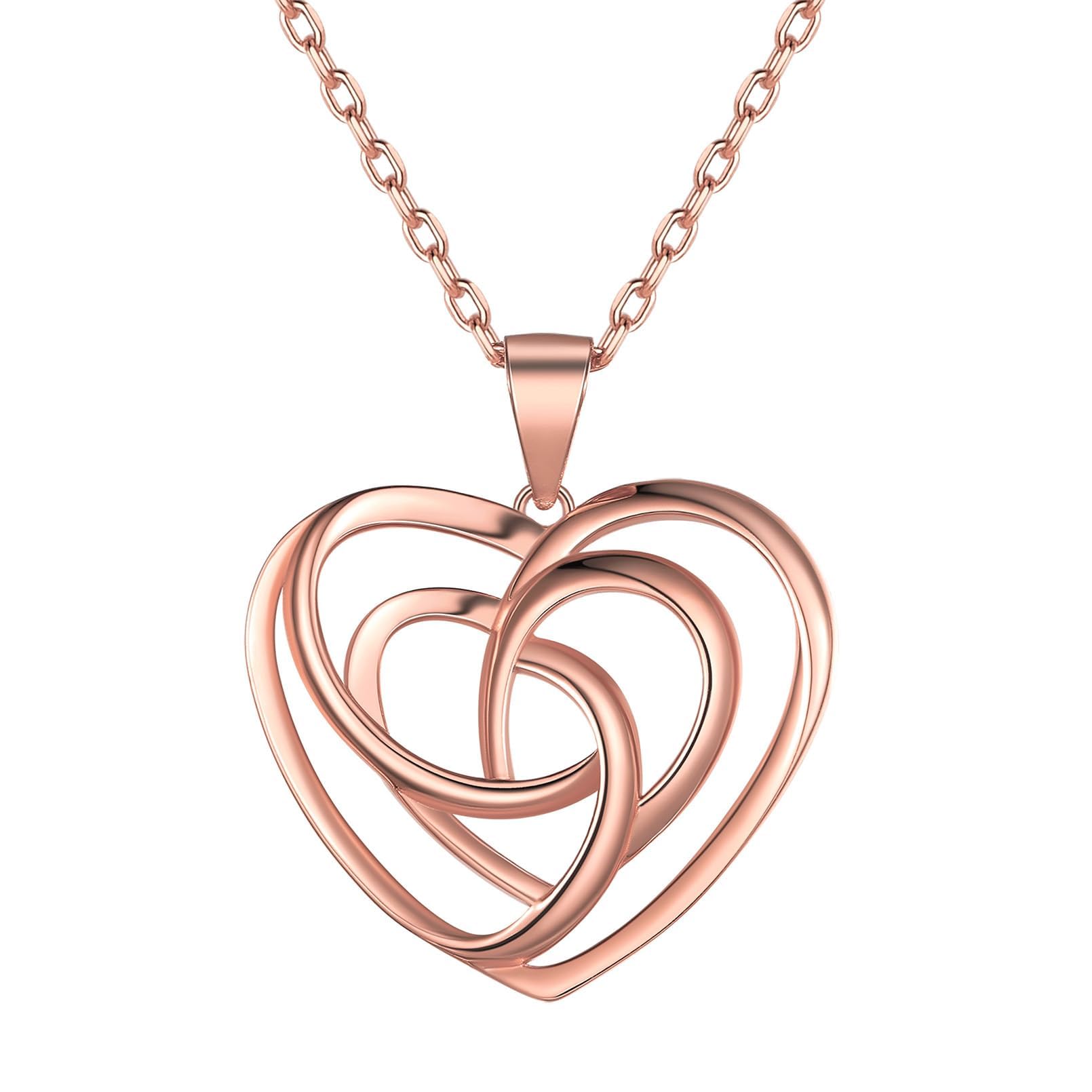 ChicSilver Sterling Silver Necklace 925 Silver Heart Jewellery Rose Gold Plated Celtic Knot Necklaces for Mother Wife — image 1