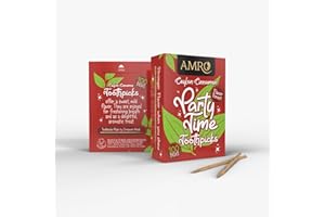 AMRO Ceylon Cinnamon Toothpicks, Party-Time Toothpicks, 200 Counts, Cinnamon Wood toothpicks for Party-time. No Oil Added. May Aid in Quit Smoking, Zero Calories Keto Friendly, Chew it to Feel it!