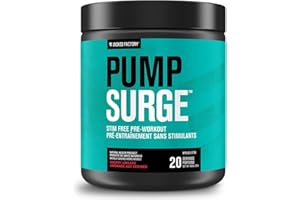 Jacked Factory Pumpsurge Caffeine Free Preworkout - Stim Free Pre Workout Powder, Nitric Oxide Pump Pre Workout, & Nootropic 