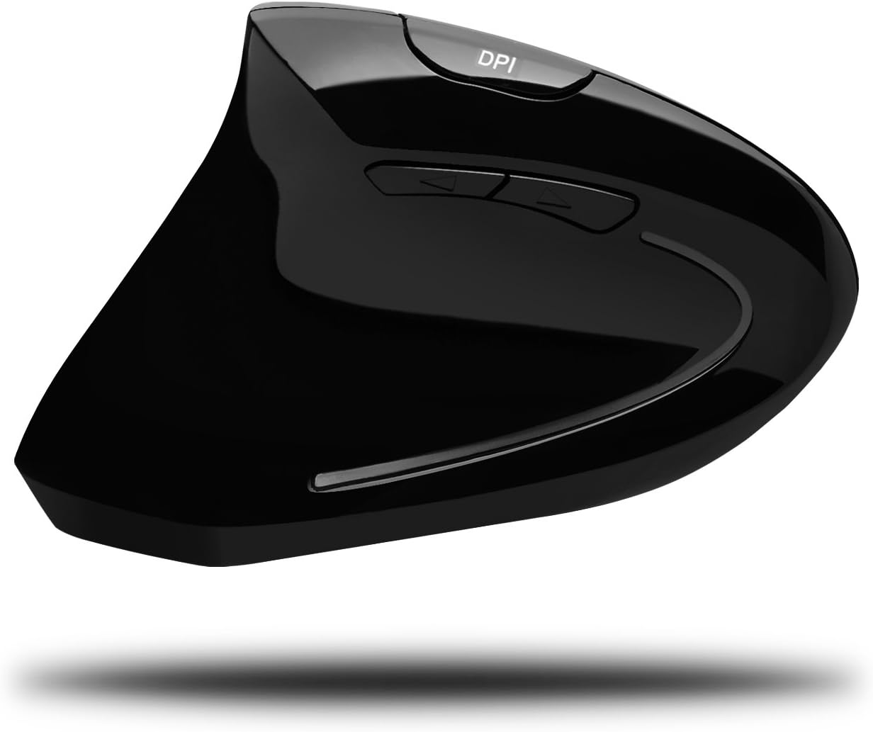 Adesso iMouse E90 Wireless mouse - 10m range - Ergonomic mouse - Vertical - Natural hand fit - Left-handed - Optical sensor - Black - Image 5