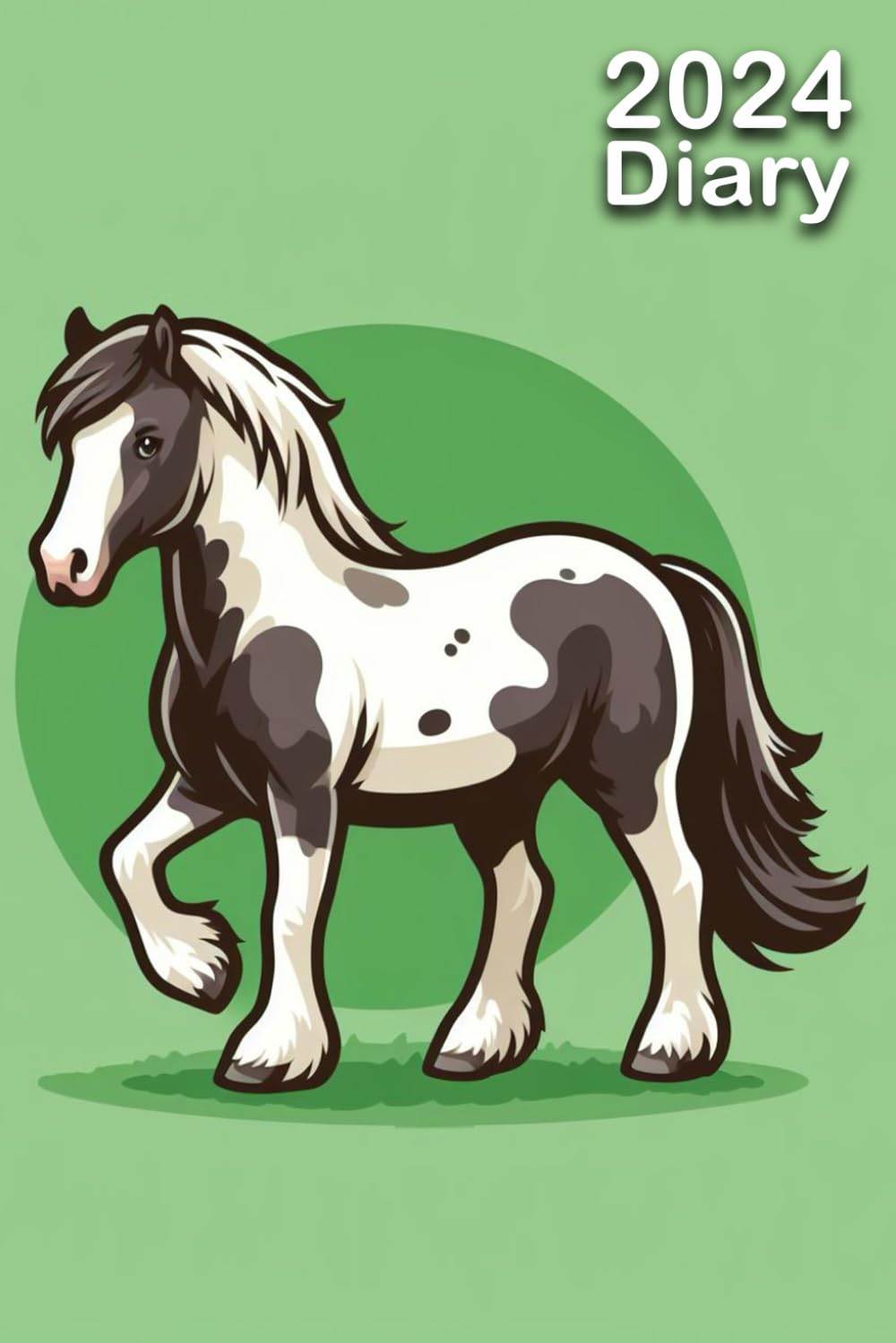 2024 Diary: Piebald Cob Horse | A5 Week to View Dated from Jan 2024 to Dec 2024 | Weekly Planner Agenda Personal Organiser