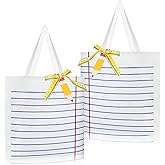 Paterr 2 Set Teacher Appreciation Gifts Bags Canvas Tote with Pencil Cards Measure Ribbon Graduation Retirement Women Party