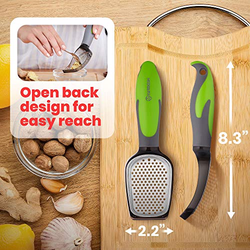 Yarmoshi lemon zester Ginger Grater for Garlic, Nutmeg, Chocolate, Lemon Zest and More. Stainless Steel Blade. Ergonomic Penguin Handle with Non-Slip Rubber Coating for Easy Grip. Dishwasher Safe
