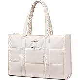 LOVEVOOK Laptop Bag for Women, Puffer Tote Bag for Work 17 Inch Large Computer Briefcase for Teacher Nurse, Quilted Lightweight Casual Shoulder Bags For Travel, Daily