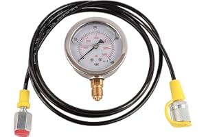ACOGEDOR Hydraulic Hose Test Coupling kit, Digital Hydraulic Pressure Test Gauge Coupling M16*2-BSP1/4 + 0~400BAR/6000PSI Gauge+ 1.5m Hose