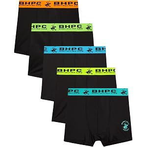 Beverly Hills Polo Club Boys 5 Pack Mesh Active Performance Boxer Briefs | Breathable Airflow Panels, Tagless No-Roll Waistba