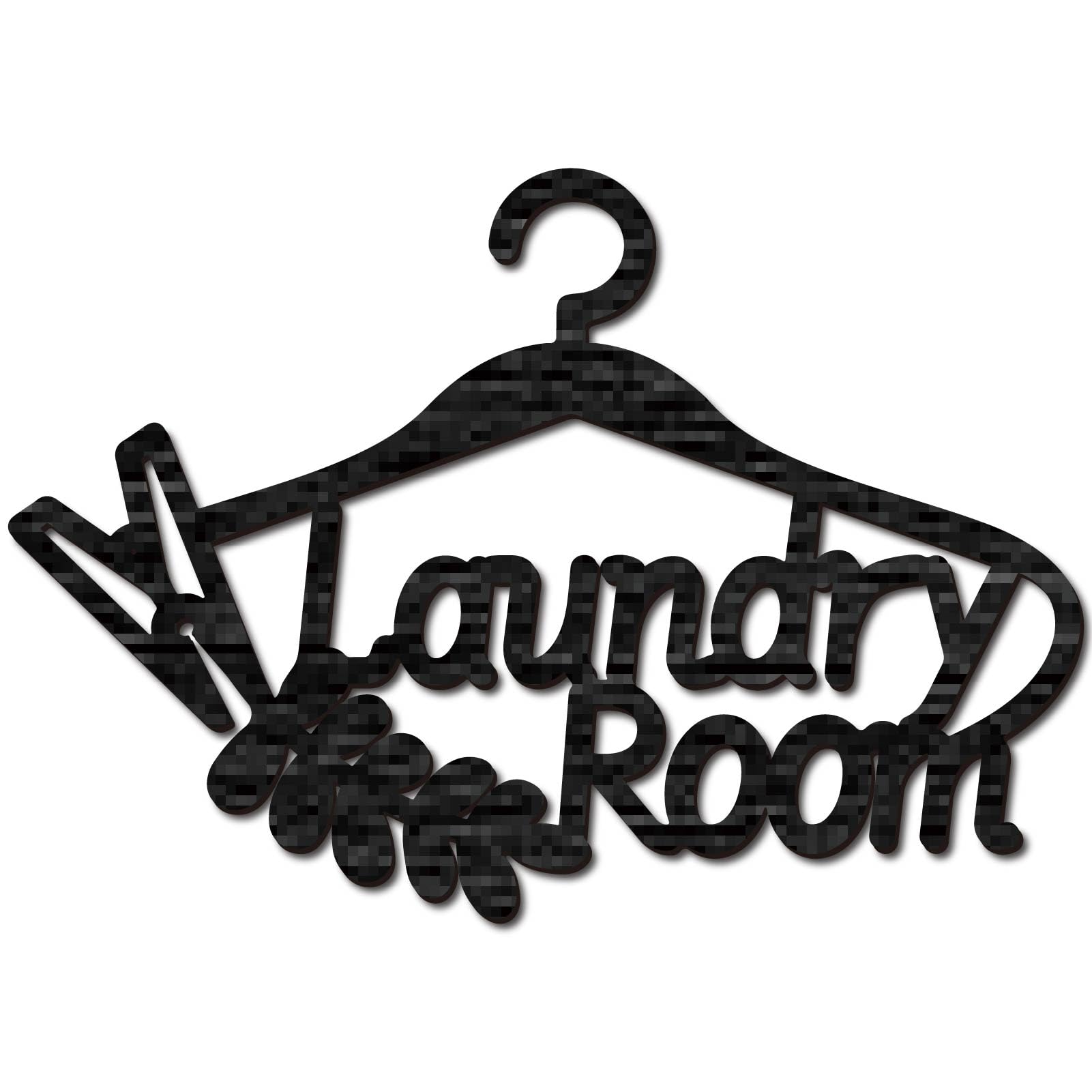 CREATCABIN Word Cutout Sign Laundry Room Laser Cut Wood Letter Sign Coat Rack Wall Decor Unfinished Wooden Signs Wall Art Basswood Hanging Sculpture Decor for Crafts DIY Farmhouse Black 11.8x8.2Inch