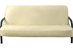OctoRose 3 Side Zipper Twin Size Waterproof Pet Friendly Faux Leather Beige Futon Cover Sofa Daybed Mattress Slipcover (Fauxleather-Beige, Twin Size)