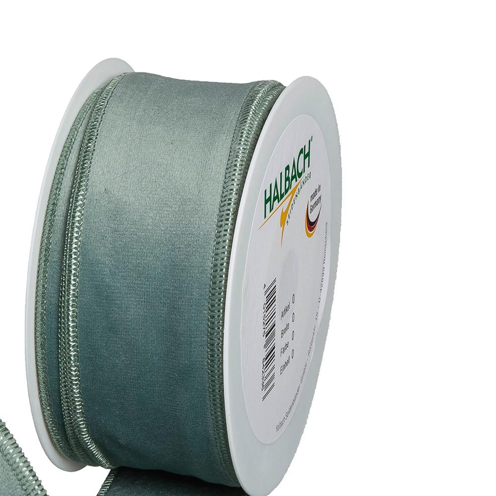 FloristryWarehouse Sage Green Christmas Velvet Fabric Ribbon 50mm (2") Wide on 8m roll Wired Edge
