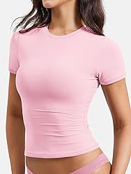 YEOREO Women Fitted Workout Tops Short Sleeve