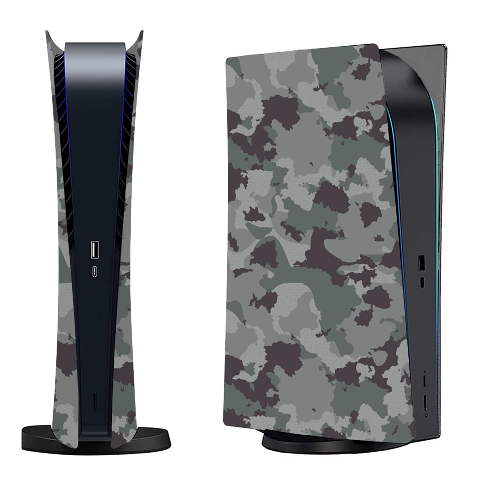Face Plates Cover for PS5 Digital Edition, Replacement Shell Faceplates for PS5 Digital Console, ABS Anti-Scratch Dustproof Protective Skin Case Accessories for PlayStation 5 Digital 2020 -Camouflage