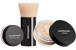 bareMinerals Original Get Started Kit, 3-Piece Makeup Set Includes Full-Sized Original Loose Mineral Foundation SPF 15, Travel-Sized Beautiful Finish Brush & Original Mineral Veil Setting Powder