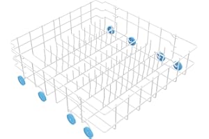 POOLKEY UPGRADED 808602302 Dishwasher Lower Dishrack Compatible with Frigidaire, Kenmore Dishwasher Rack Assembly with 154174501 Blue Wheels Replace 154432602 154432601 154319706 dishwasher bottom baske