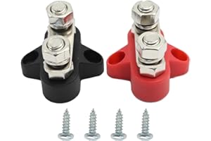 DUZFOREI 2 PCS 5/16 Inch Stud Terminal M8 48V Bus Bar Power Distribution Block with Dual Insulated Terminals for Heavy Duty P