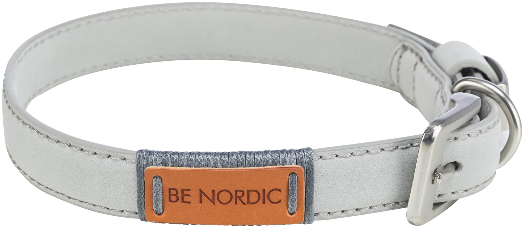 Be Nordic Collar, Leather, L : 50 cm – 56 cm, 25 mm, Light Grey