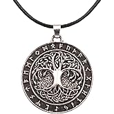 HLMIN Tree of Life Pendant Necklace for Men Women, Family Tree Jewelry Celtic Knot World Tree Necklace Nordic Myth Necklace, 60cm Chain Tree of Life Charm Christmas Jewelry Gift for Women Men Mom