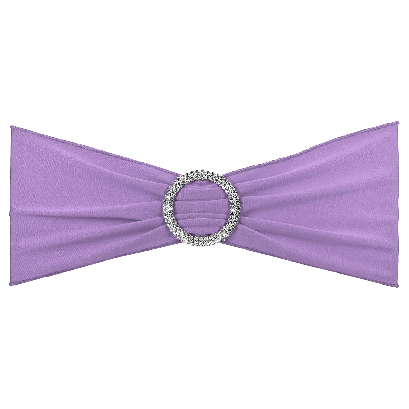 PATIKIL 13" x 5" Stretch Chair Sashes Bows, 10 Pack Elastic Chair Bands Sashes with Buckle Slider for Wedding Banquet Decorations, Purple