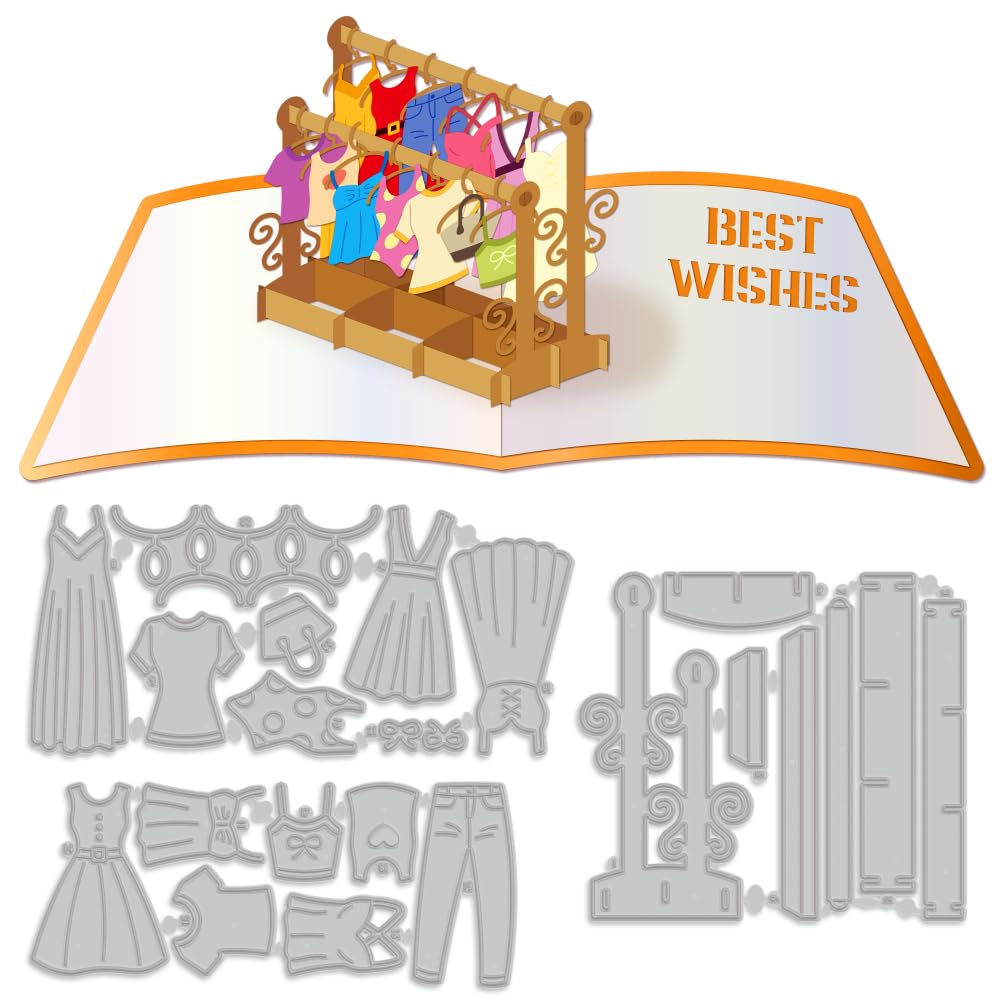 MAYJOYDIY 3D Hangers Clothes Cut Dies Clothes Metal Die Cuts Carbon Steel Cutting Dies Stencils DIY Crafts Template for DIY Scrapbooking Album Decorative Embossing Paper Card