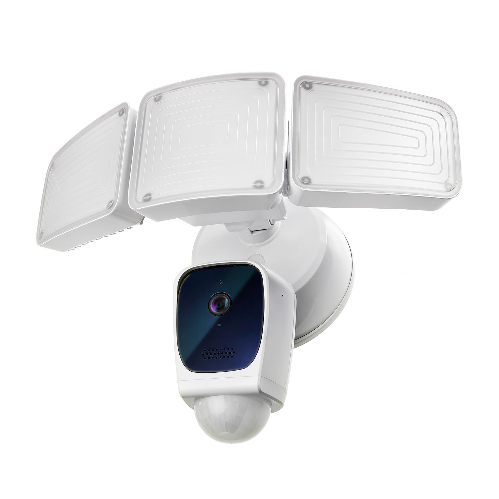 Photo 1 of Home Zone Security Triple Head Floodlight Camera – Smart 2.4 GHz 1080P Outdoor Hardwired 3500 Lumen LED Flood Light Camera with 128GB Local Storage Included, White