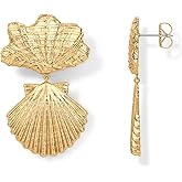 PAVOI 14K Gold Plated Dangle Sea Shell Earrings for Women - Statement Seashell Drop Dangle Earrings - Trendy Coastal Summer Beach Jewelry
