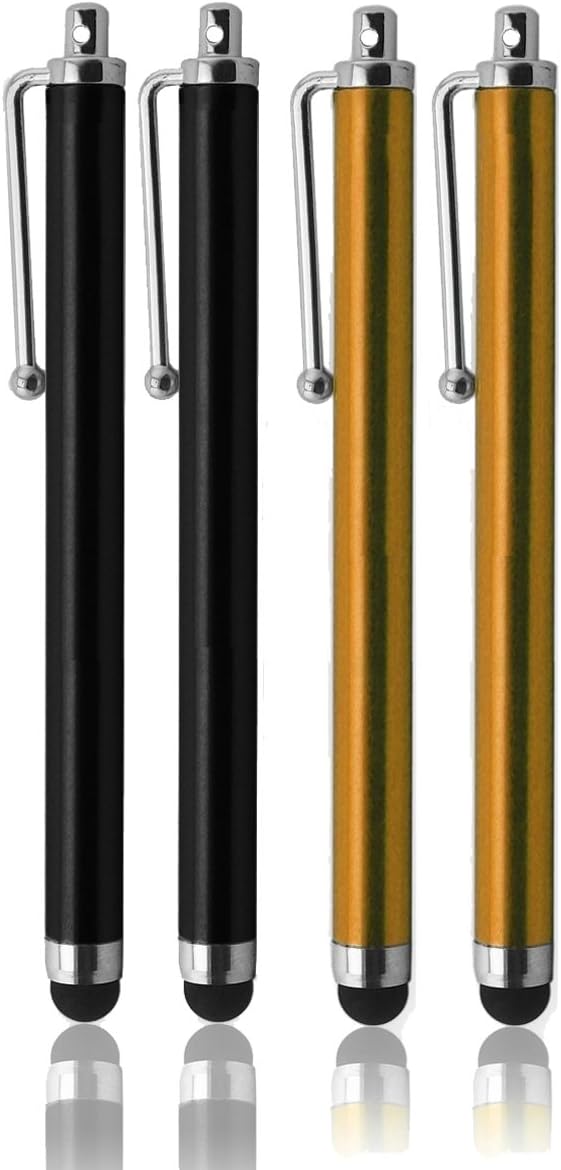 Xitech4 Pack of Black & Gold Stylus Universal Touch Screen Pen for Kindle Fire Ipad 1 2 3 Ipod Iphone 4 4S 3g 3gs Motorola Xoom Samsung Galaxy Tab 8.9 10.1, Blackberry Playbook HTC Flyer Evo View Tablet Tablet Bonus XiTech Cable Tie