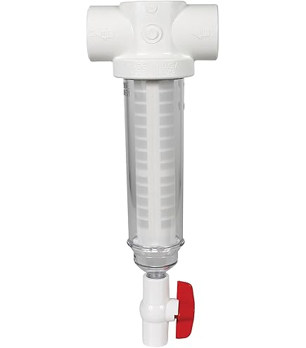 Rusco/Vu-Flow 1" 100 Mesh PVC Spin Down Sediment T-Style Water Filter