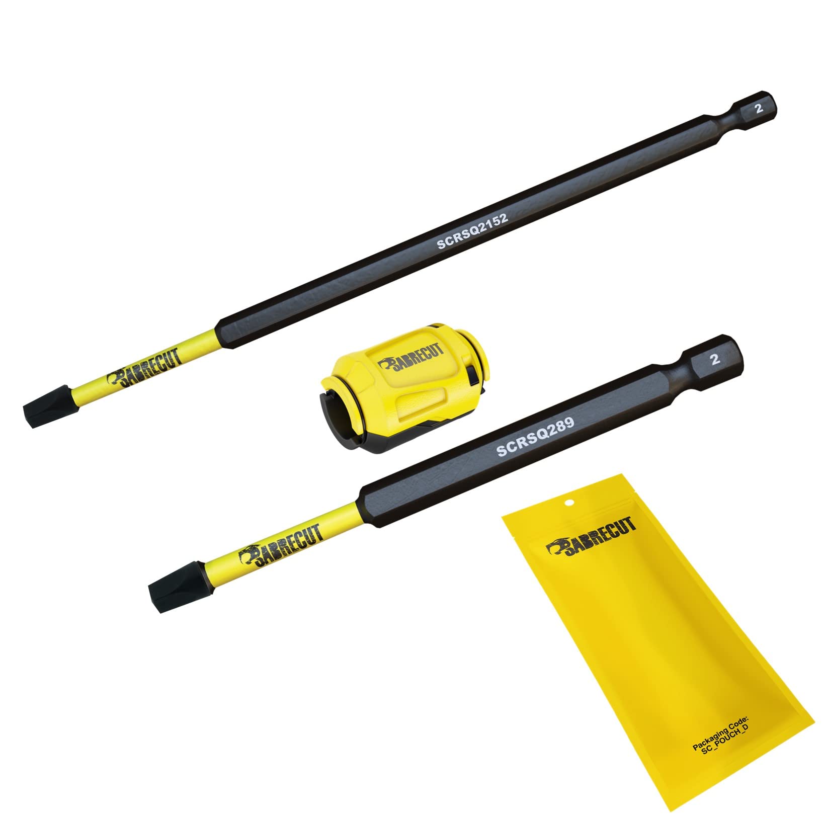 3 x SabreCut SCRKSQ2KR SQ2 89mm 152mm Bits and Magnetic Booster Screw Holder Compatible with Kreg Pocket Hole Jig Screws