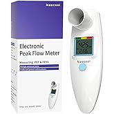 Nascool Peak Flow Meter for Adults &amp; Kids | Home Medical, PEF &amp; FEV1 Measurement, Risk Indicator, LCD Screen, Accurate &amp; Reliable