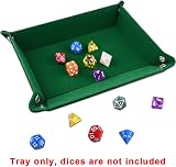 SIQUK Double Sided Dice Tray Folding Rectangle PU Leather Dark Green Velvet view 4