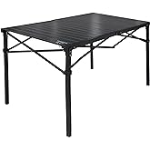 MOUNTAIN SUMMIT GEAR Heavy-Duty Roll-Top Table for Camping (Large) - Portable Aluminum-Top Folding Table with Steel Frame by Caddis Sports