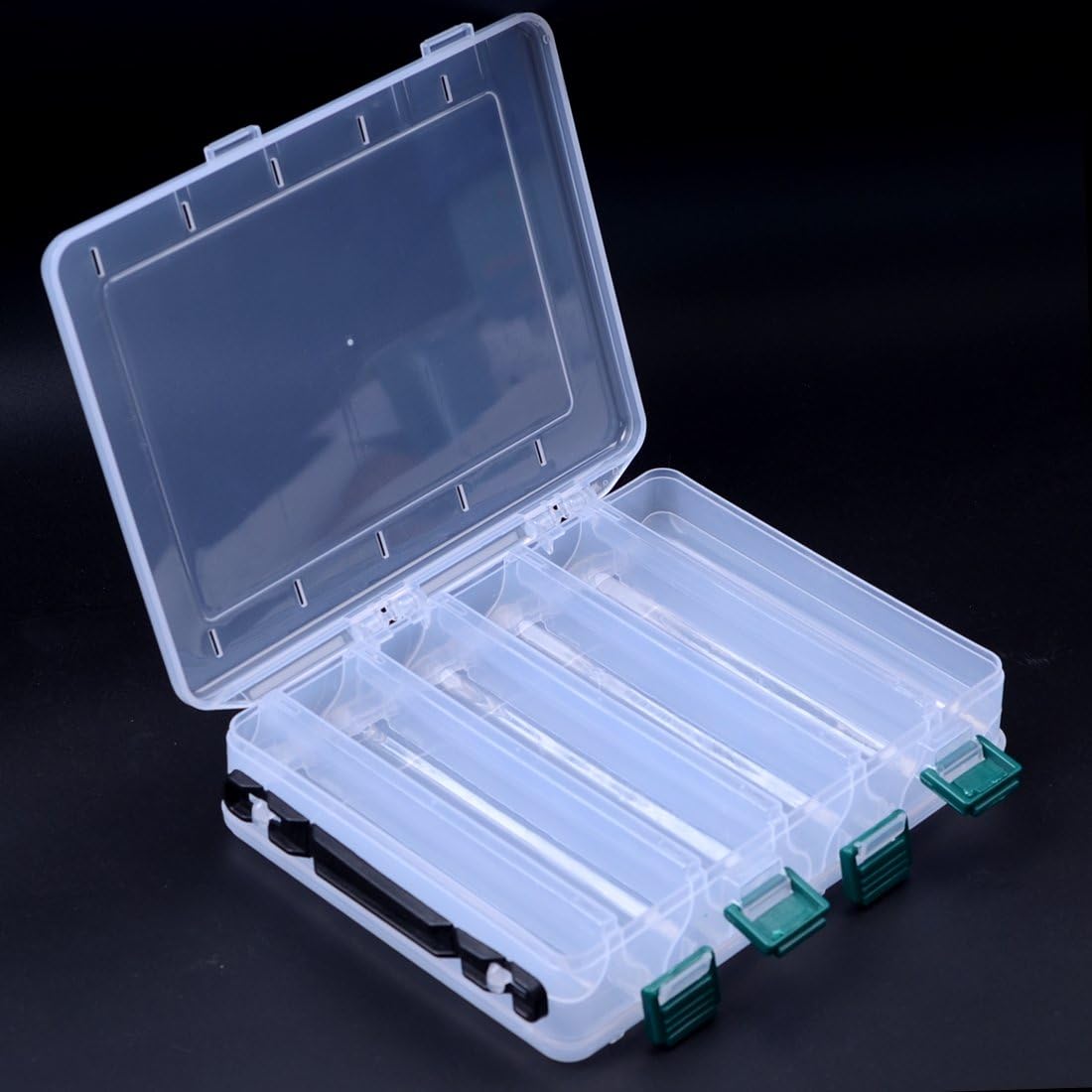 Hicreat Portable Transparent Double-side Fishing Storage Box Practical Multifunctional Accessories Box Lure Bait Container